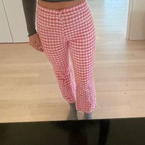 Zara high waisted pink/white pants